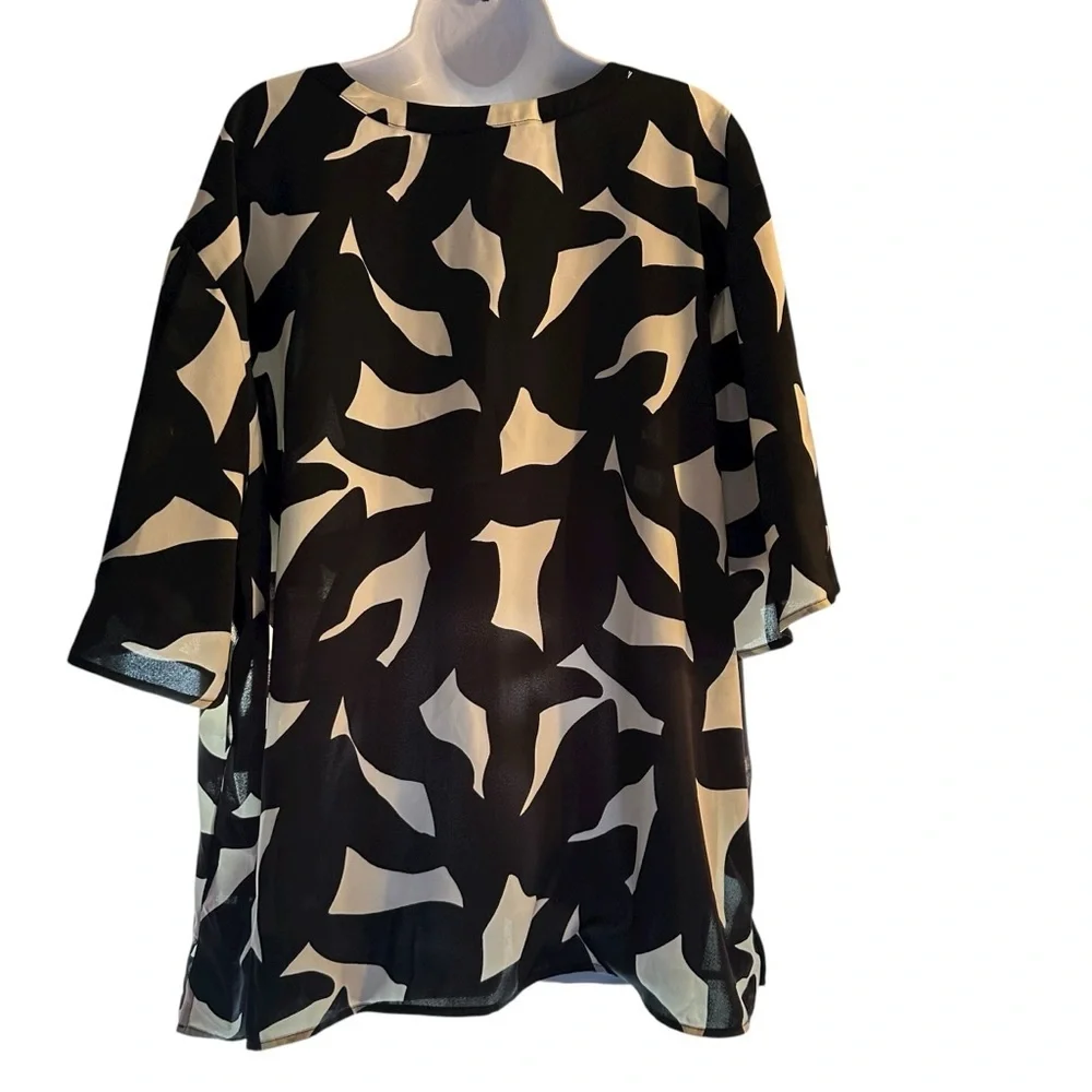 Nine West Elbow Sleeve Popover Blouse 3X NWT - Picture 2 of 5